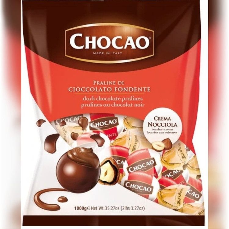 شکلات ایتالیایی پذیرایی فله CHOCAO CREMA NOCCIOLA پرالین شکلات تلخ با کرم فندق 500 گرم