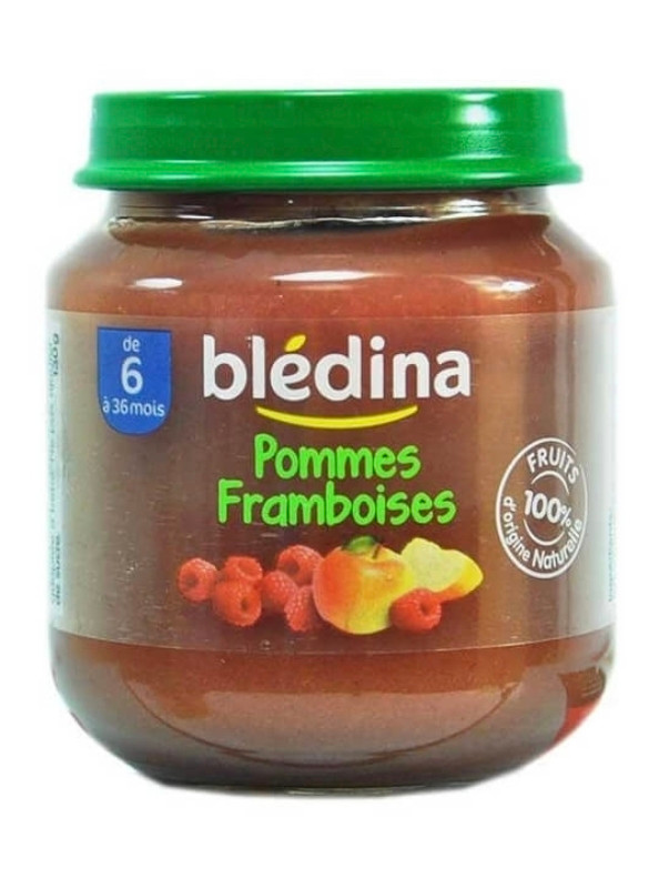 پوره میوه سیب و تمشک 125گرمی بلدین Bledine باکس ۱۲ تایی