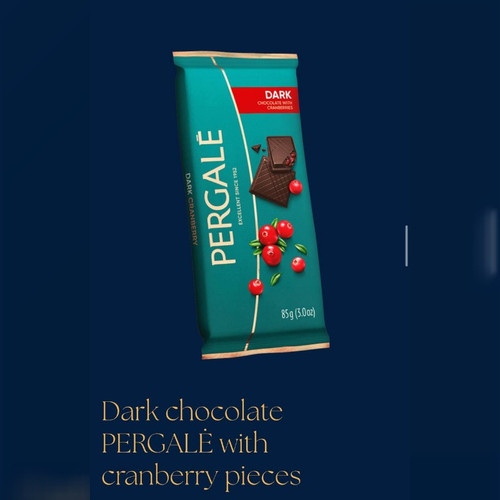 شکلات تخته ای پرگاله تلخ کرنبری 85 گرم Pergale
