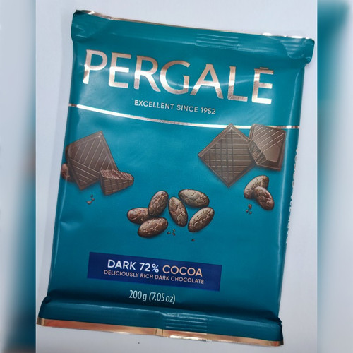 شکلات تخته ای پرگاله دارک 72 درصد فندوقی 200 گرم Pergale