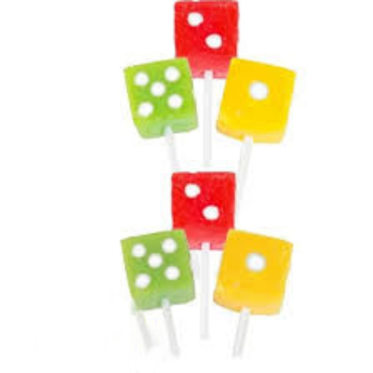 آبنبات چوبی با طرح تاس 28 گرم 30 عددی dice lollipop