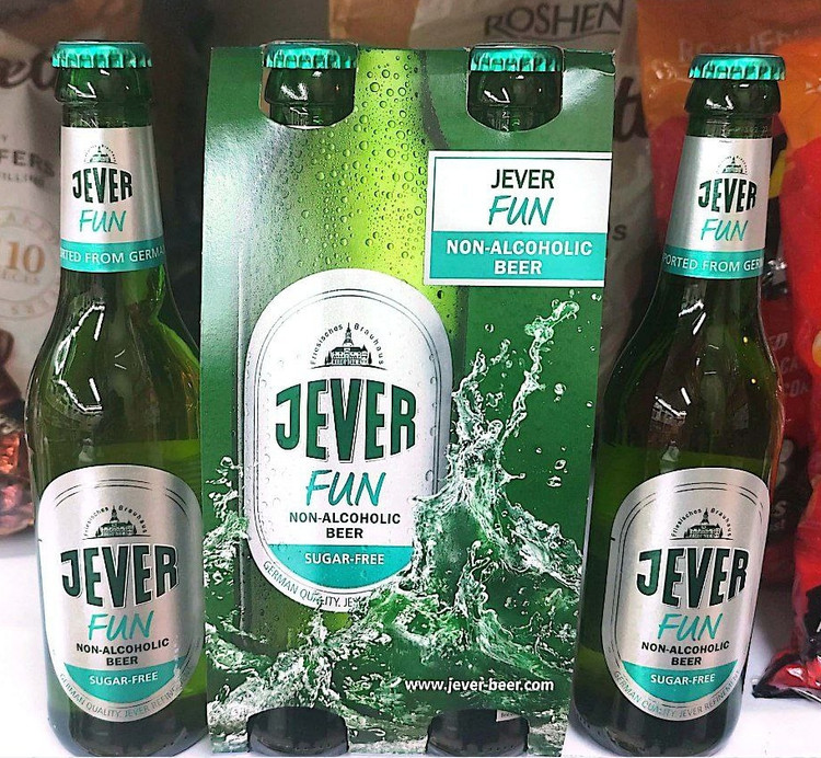 نوشیدنی آبجو بدون الکل جور فان بدون قند شیشه ای 330 میل باکس 24 عددی jever fun