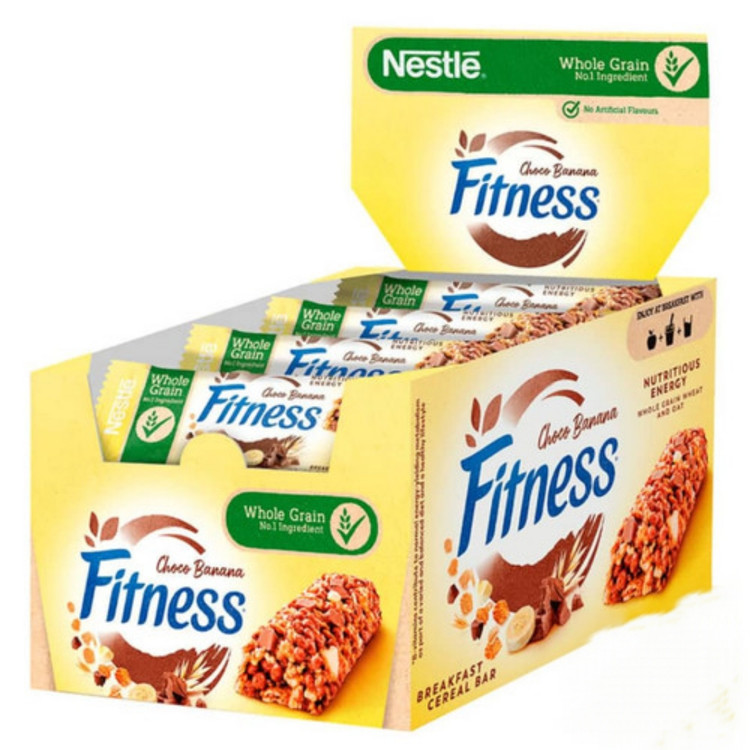 پروتئین بار رژیمی برند نستله سری فیتنس با طعم موز شکلات بسته ی 16 عددی nestle