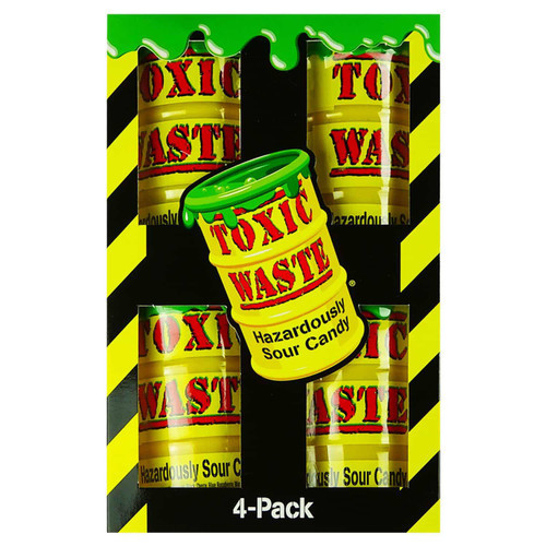 آبنبات خیلی ترش بشکه ای زرد تاکسیک ویست باکس 4 عددی toxic waste