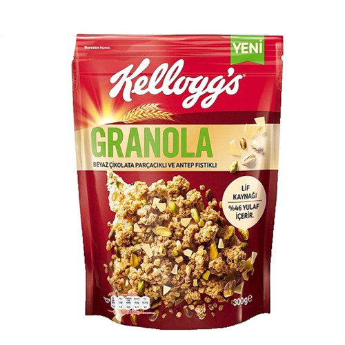 گرانولا رژیمی شکلات سفید و پسته کلاگز 300 گرمی kelloggs محصول ترکیه
