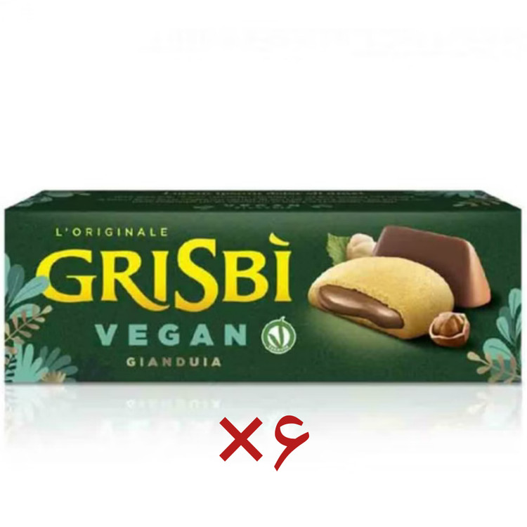 کوکی شکلاتی وگان گریسبی Grisbi با مغز کرم فندقی وزن 135 گرم کارتن 6 عددی عمده