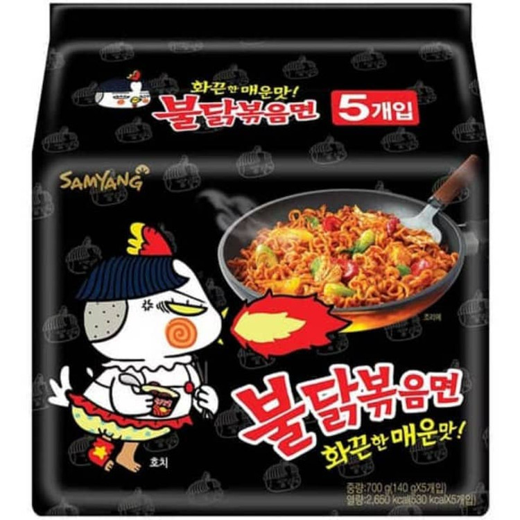 نودل فوری کره جنوبی بولداک سامیانگ Ramen Samyang Hot Chicken با طعم مرغ خیلی تند شامل 5 بسته 145 گرمی