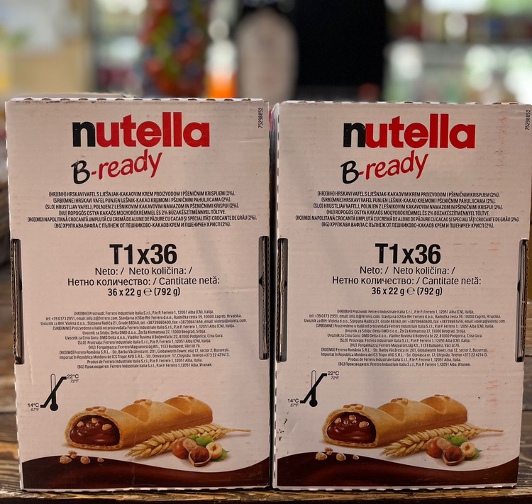 شکلات بیسکوییت نوتلا بی ردی nutella b_ready باکس ۳۶ عددی