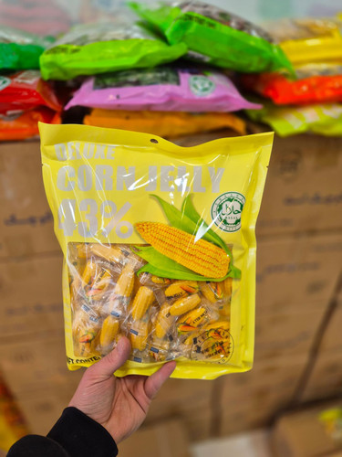 پاستیل برولی Brulli corn حاوی 43% میوه طبیعی با طعم ذرت بسته یک کیلویی