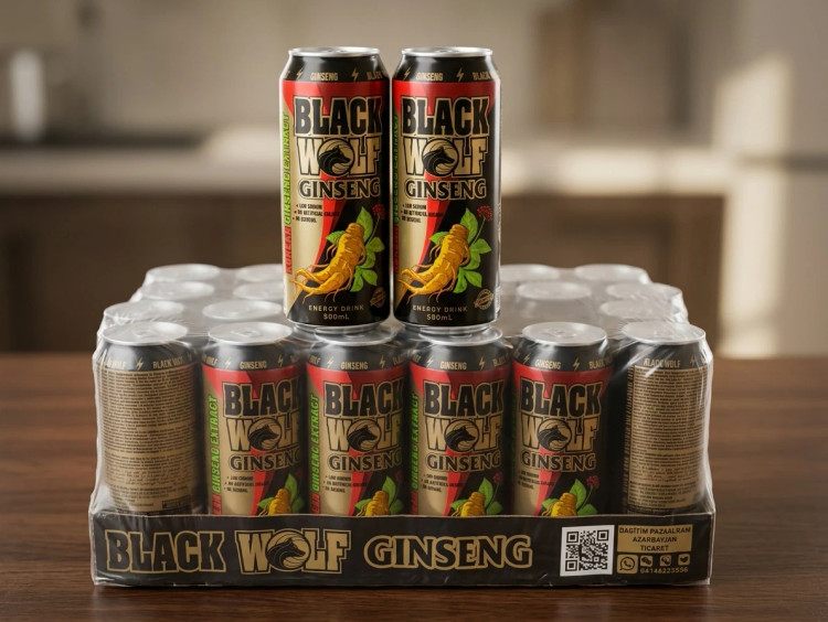 نوشیدنی انرژی زا بلک ولف Black Wolf حاوی جینسنگ 500 میل باکس 24 تایی