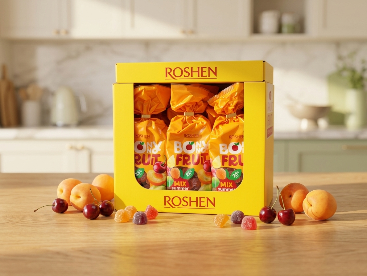 پاستیل ژله ای کادویی روشن در 3 طعم  200 گرم کارتن 18 تایی Roshen