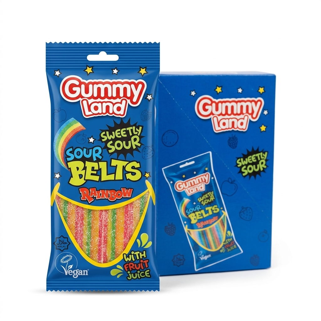پاستیل ترش نواری بنفش گامی لند gummy land بسته 12 عددی