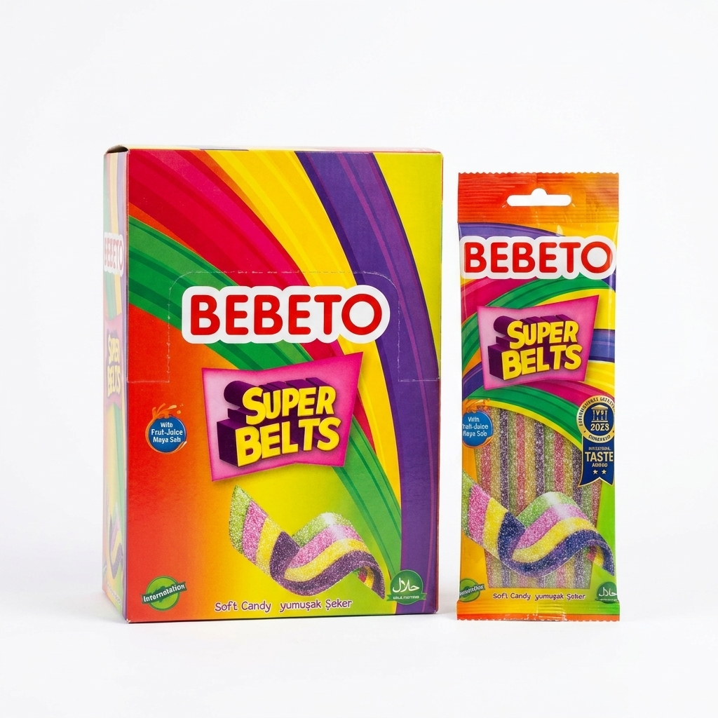 پاستیل شکری نواری ۷۵ گرم ببتو - bebeto بسته 12 عددی