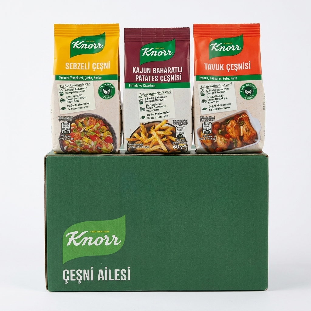 ادویه و طعم دهنده  کنور 60 گرم  3 طعم Knorr Tavuk Çeşnisi کارتن 12 عددی