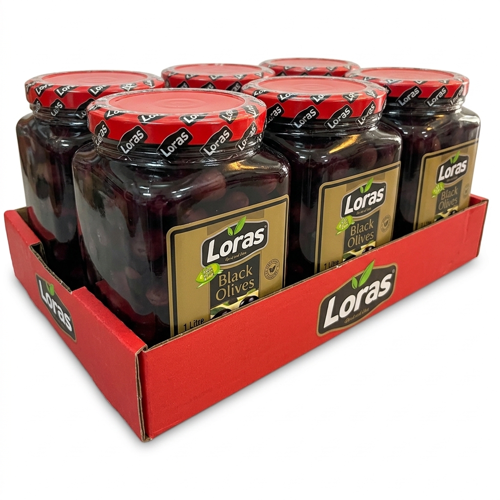 زیتون سیاه Loras لوراس شیشه ای عمده ۹۰۰ گرمی