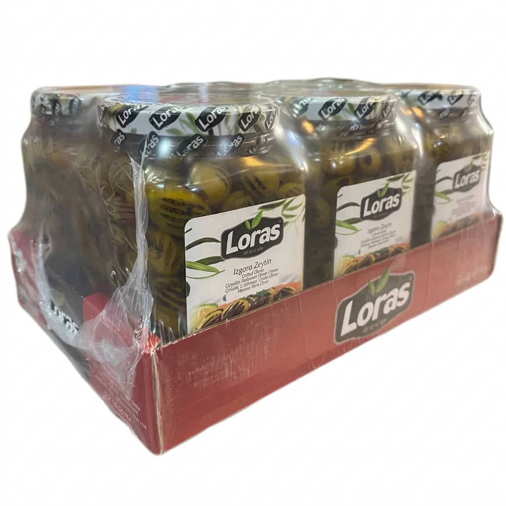 زیتون کبابی Loras لوراس شیشه ای عمده ۶ عدد ۸۵۰ گرمی