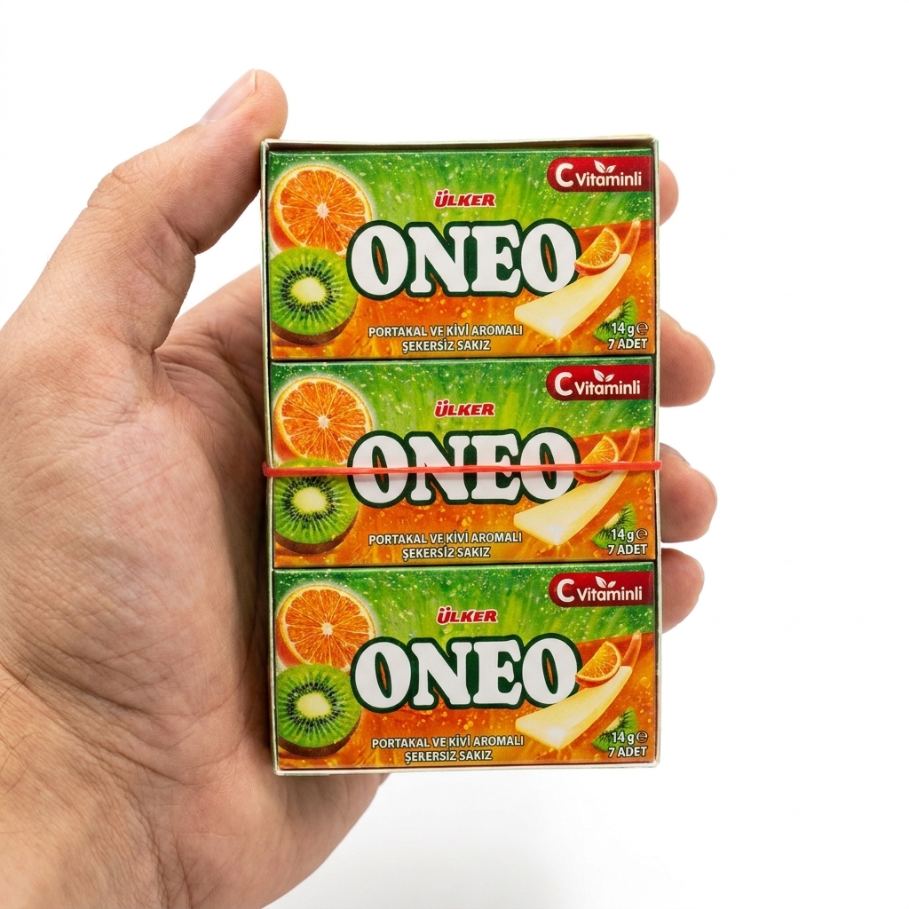 آدامس اولکر Oneo با طعم کیوی و پرتقال بسته 27 عددی