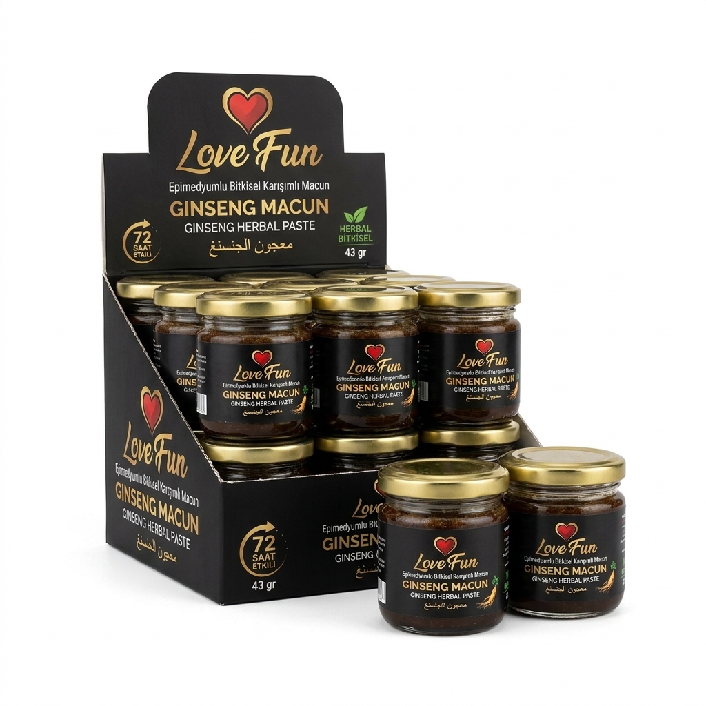 معجون گیاهی جینسینگ و اپیمدیوم Love Fun ساخت ترکیه وزن ۲۴۰ گرم بسته 12 عددی