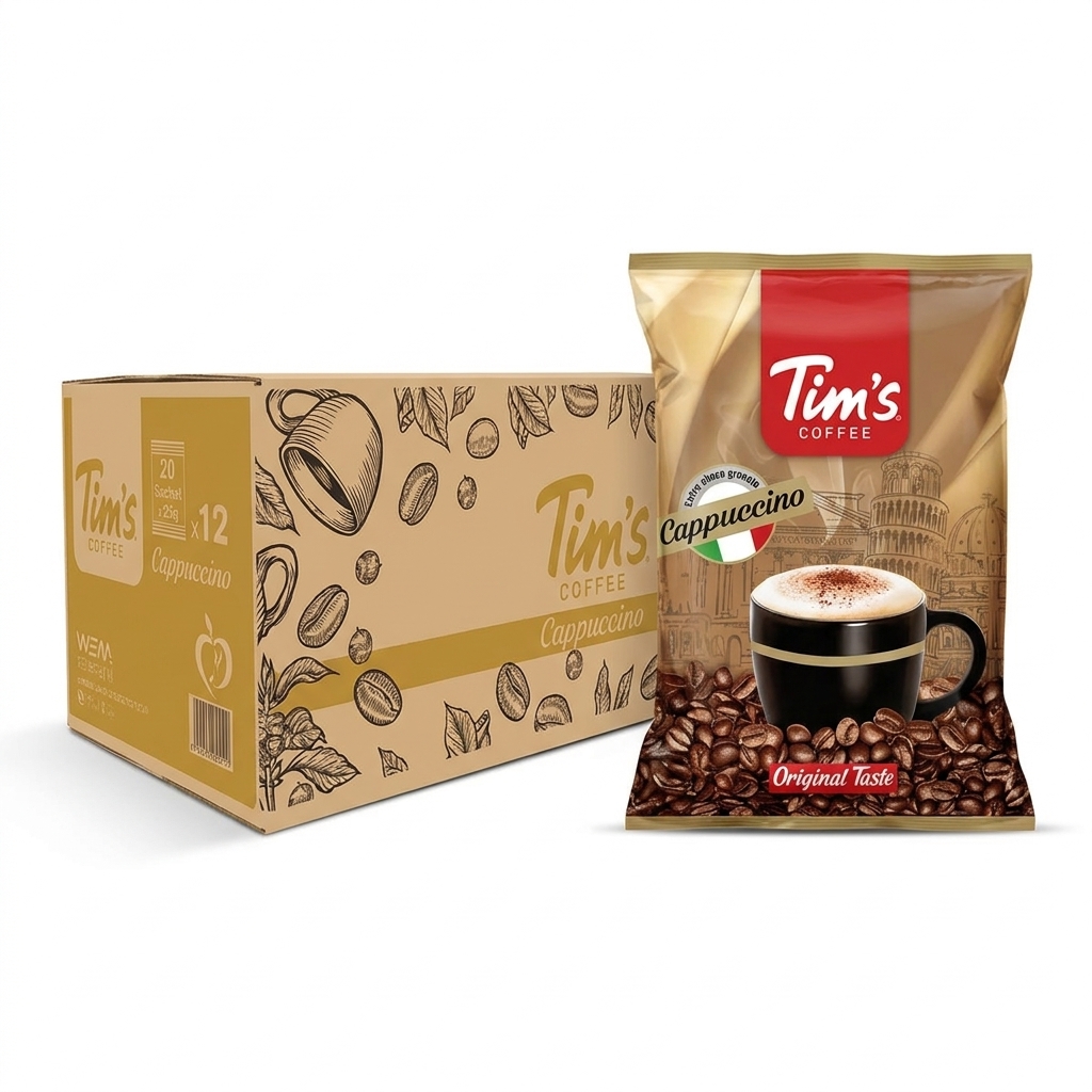 کاپوچینو تیمز Tim’s عمده 12 بسته 20 عددی